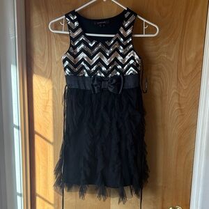 Kids Black and Silver Sequin Dress